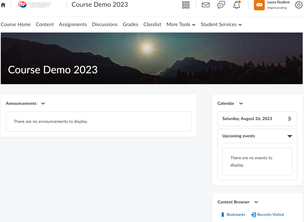 Course Demo 2023 homepage
