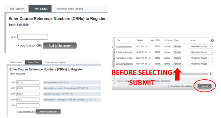 Screenshot showing reminder to check pending status before submitting