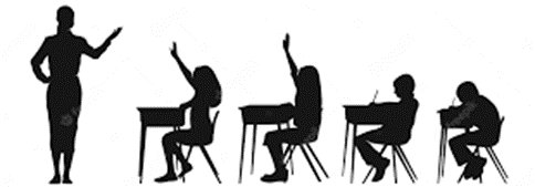 Silhouette of a teacher and students in class