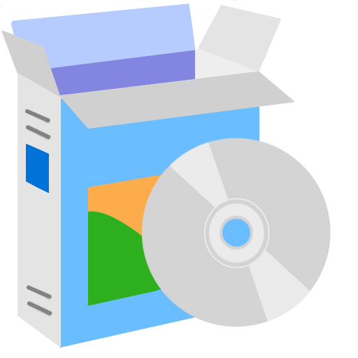 Software CD next to a small box icon