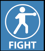 Symbol displaying a person punching