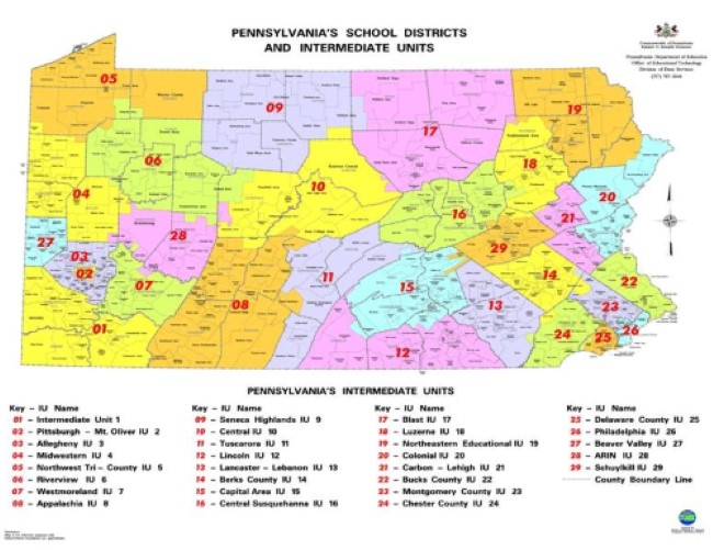 PA school districts and IU map