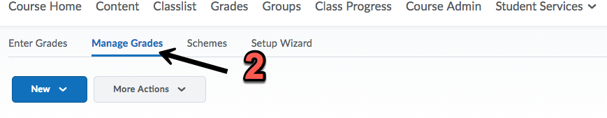 Step 2 Click on Manage grades menu item