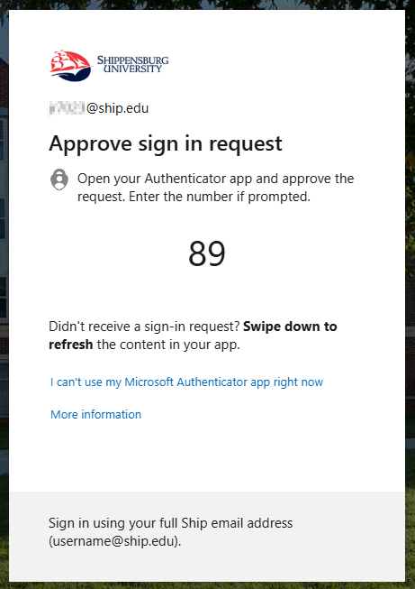 Screenshot showing the MFA verification code on the computer screen.
