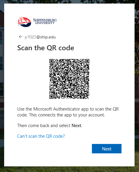 Screenshot instructing to scan the QR code