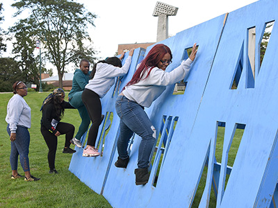 Students climbing