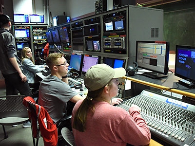 Students at soundboards