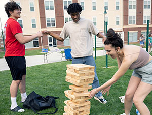 Students playing lawn games