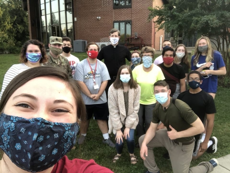 Student in Mask outdoor dinner